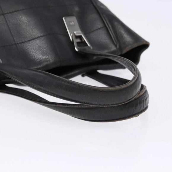 CHANEL Choco Bar COCO Mark Hand Bag Canvas Black Silver - Picture 7 of 16